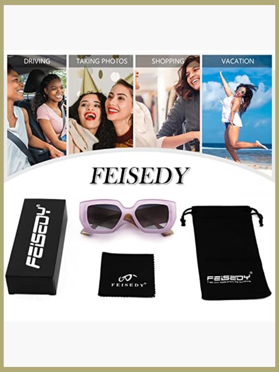 Oversized Square Sunglasses Thick Frame UV400 Protection Unisex main image 7